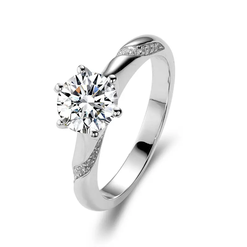 

Moissanite Women Wedding Rings s925 Sterling Silver 1ct 6 Claw Round Cut Rings D Color Jewelry Wedding Engagement 4.25-7.5 inch