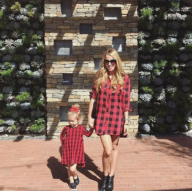Fashion Long Sleeved Cotton Baby Kid Girl Plaid Dress Checked Party Princess Casual Dresses | Детская одежда и обувь