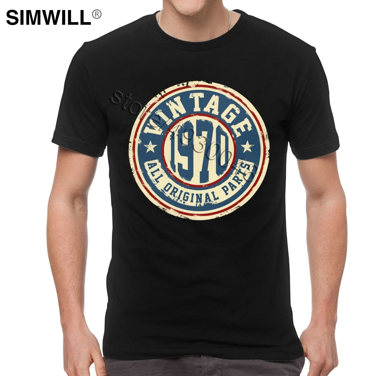 Винтажные 1970 Футболка мужская повседневная хлопковая футболка с короткими