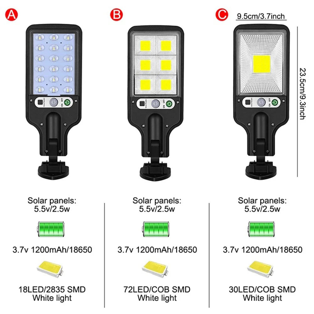 

Solar Street Lights Outdoor Solar Lamp With 3 Light Mode Waterproof Motion Sensor Security Lighting for Garden Patio Path Yard