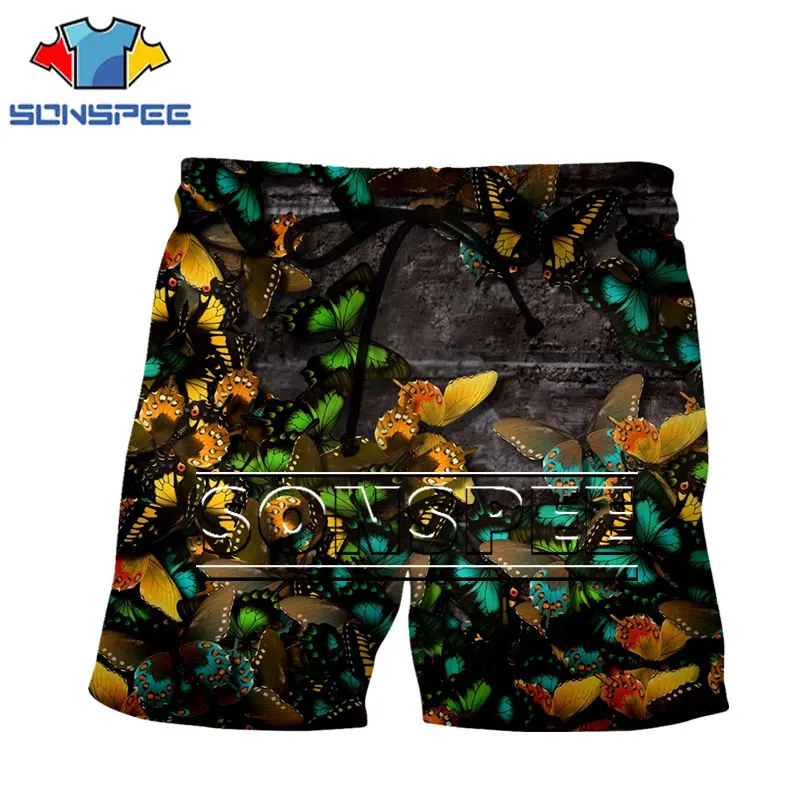 

SONSPEE Beautiful Butterfly Beach Shorts Summer New Men Women 3D Color Print Insect Street Fashion Sports Fitness Casual Pants