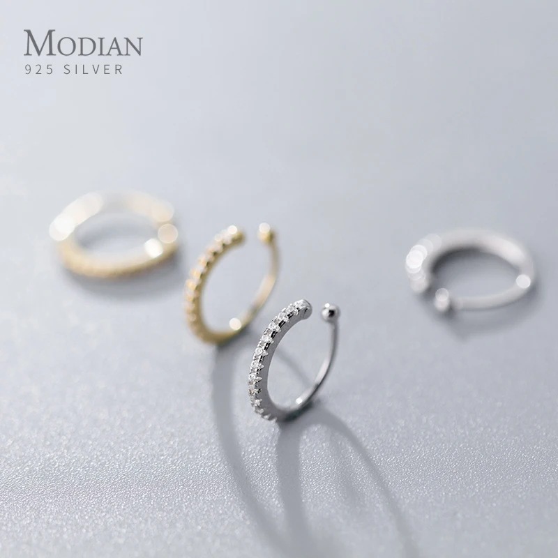 Modian минимализм модные золотые Цвет клипсы классические 925 стерлингового серебра