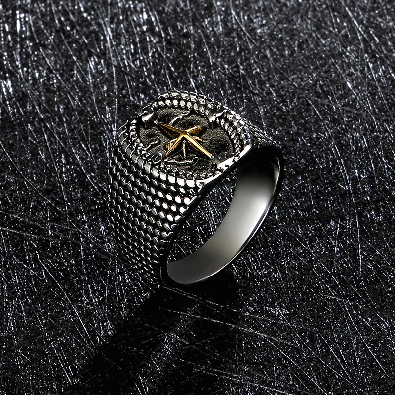 Мужское Винтажное кольцо в горошек с Северной звездой | Украшения и аксессуары