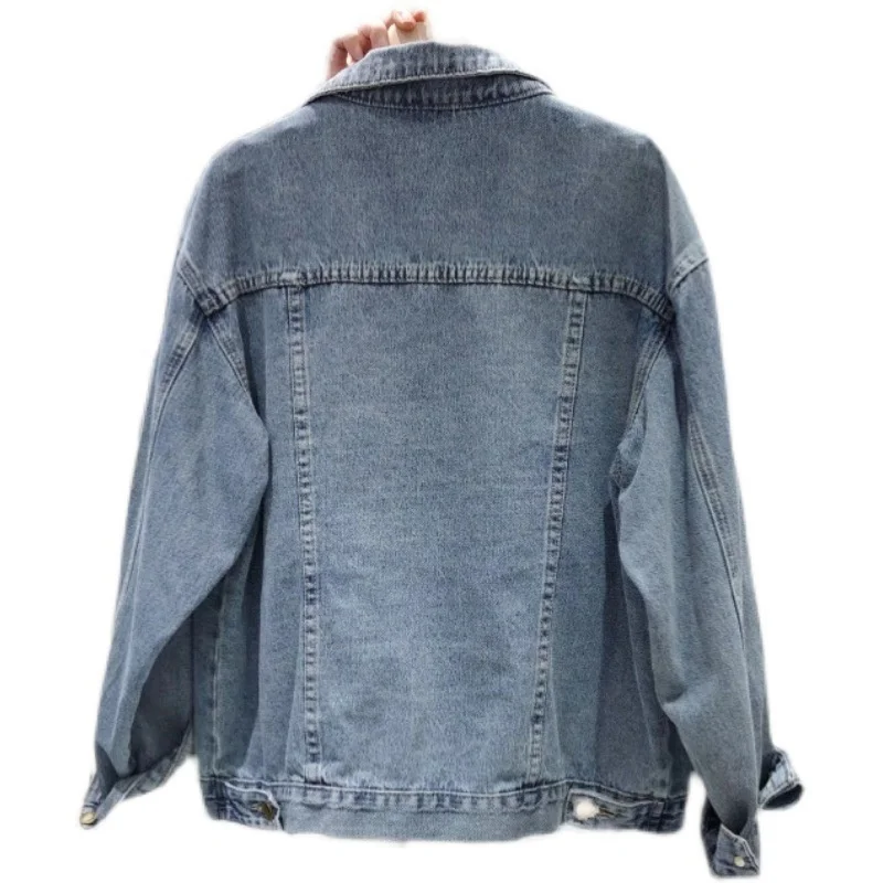 

2021 Spring New Korean Denim Top Jackets Cropped Oversized Jean Patchwork Vintage Jacket Coat Denim Blue Women Gothic Clothes