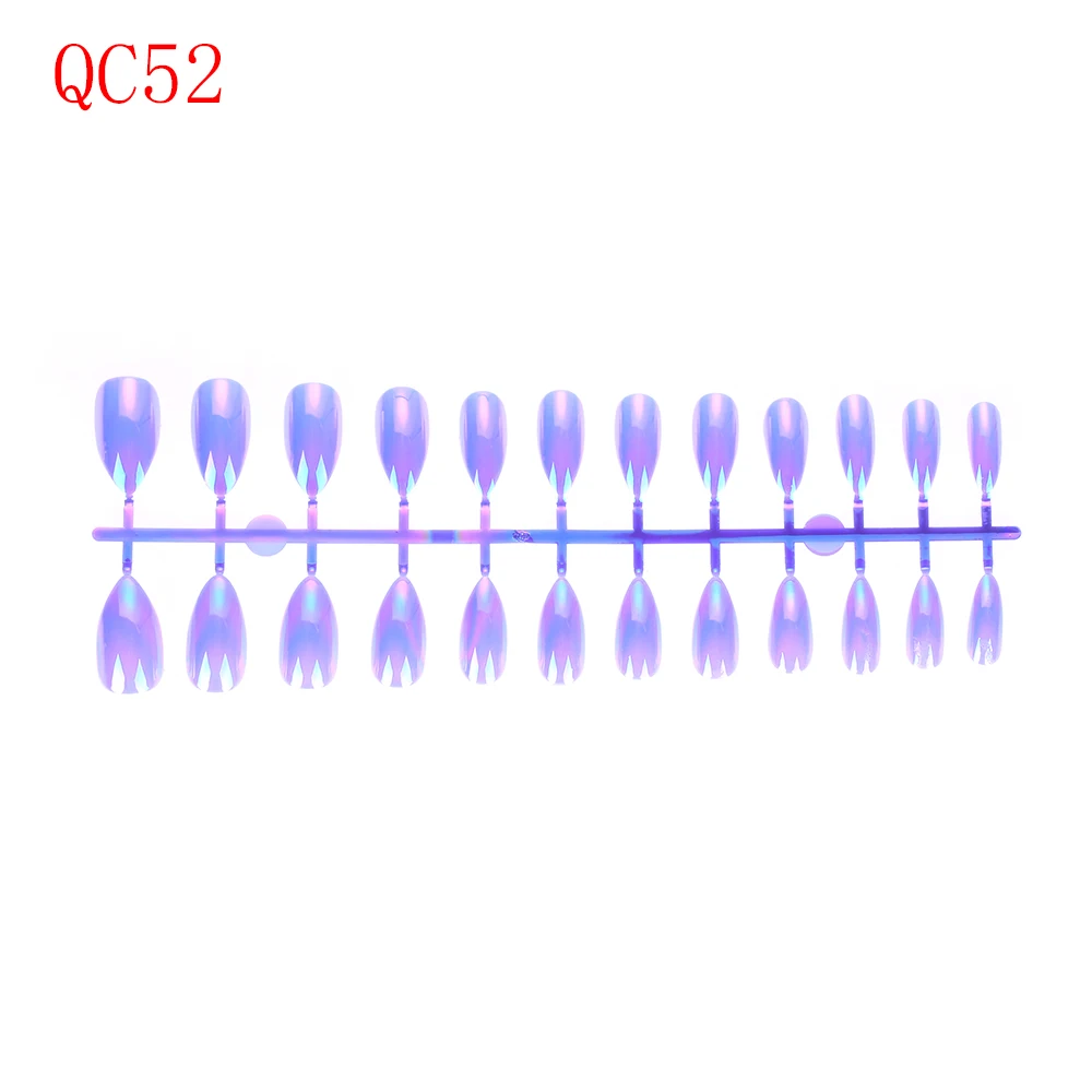 QC52 24 шт 17 цветов металлическое покрытие Акриловые Блестящие отражающие зеркальные цвета поддельные ногти искусство советы накладные ногти инструменты для наращивания - Цвет: QC52