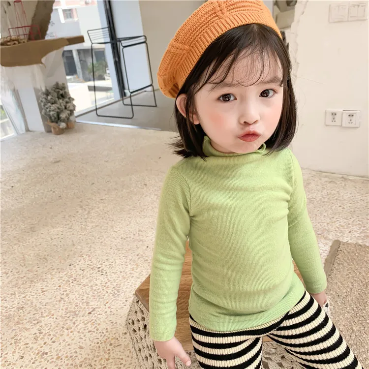 Осенние хлопковые футболки с длинными рукавами в Корейском стиле для девочек 2019