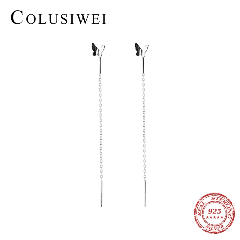 

Colusiwei Genuine 925 Sterling Silver Earrings Long Chain Tassel Cute Butterfly Dangle Earrings for Women Korean Style Jewelry