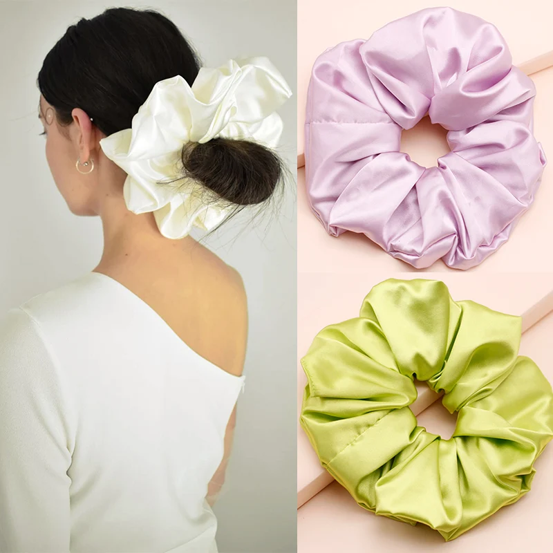 

Korean Oversized Solid Color Head Rope Girl Temperament Ponytail Rubber Band Hair Rope Large Intestine Hair Tie Hair Accessories
