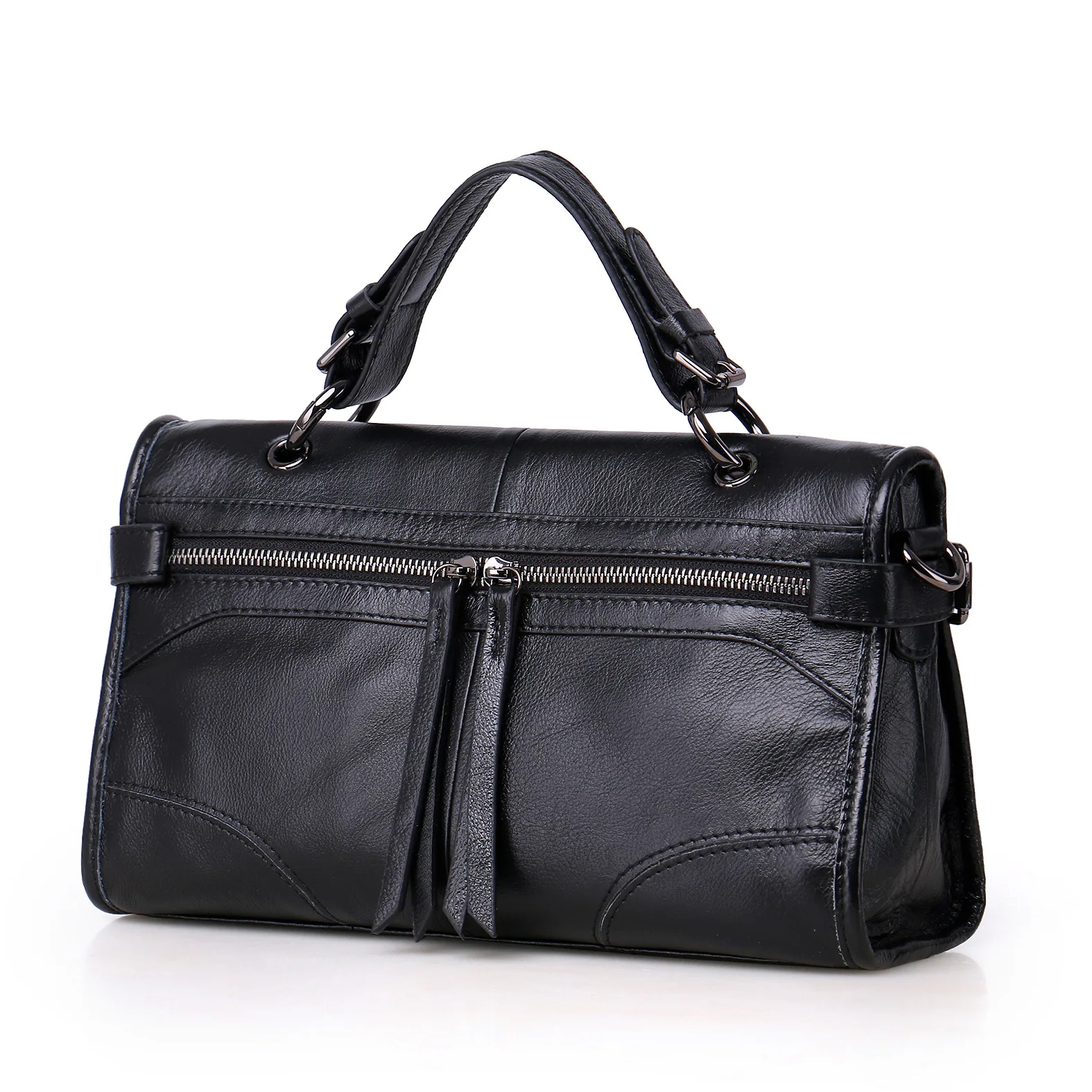 Women Genuine Leather Bag One Shoulder Diagonal Small Square Double Zip Tote | Багаж и сумки