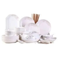 bowl dish set household 53 pieces plate bowl chopsticks large soup bowl fish plate combination creative ceramic tableware set