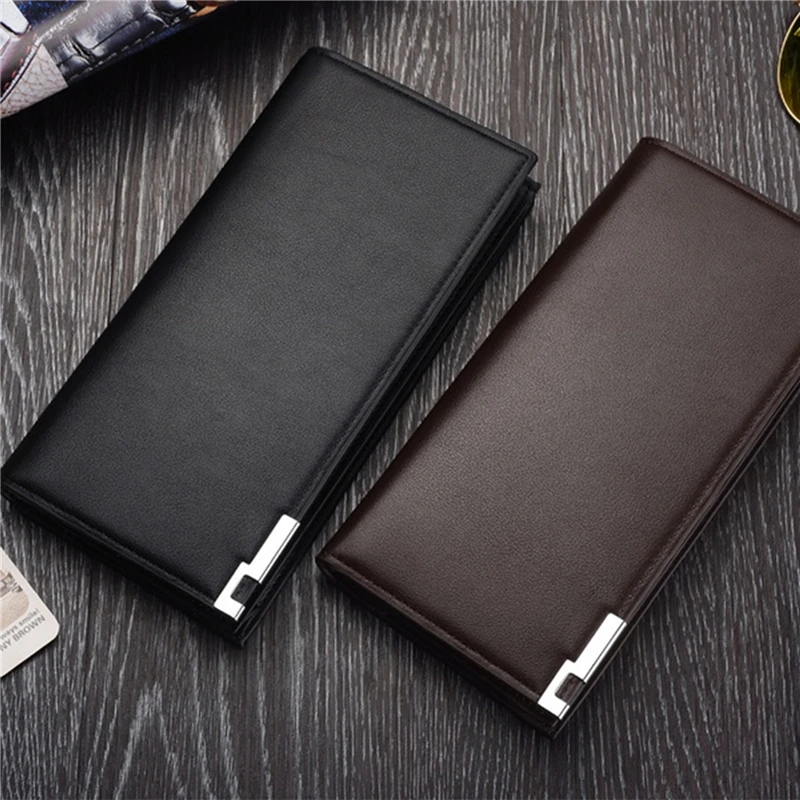 

Fashion PU Leather Men Wallet ID Card Holder Purse Checkbook Long Clutch Bifold Luxury Male Wallets