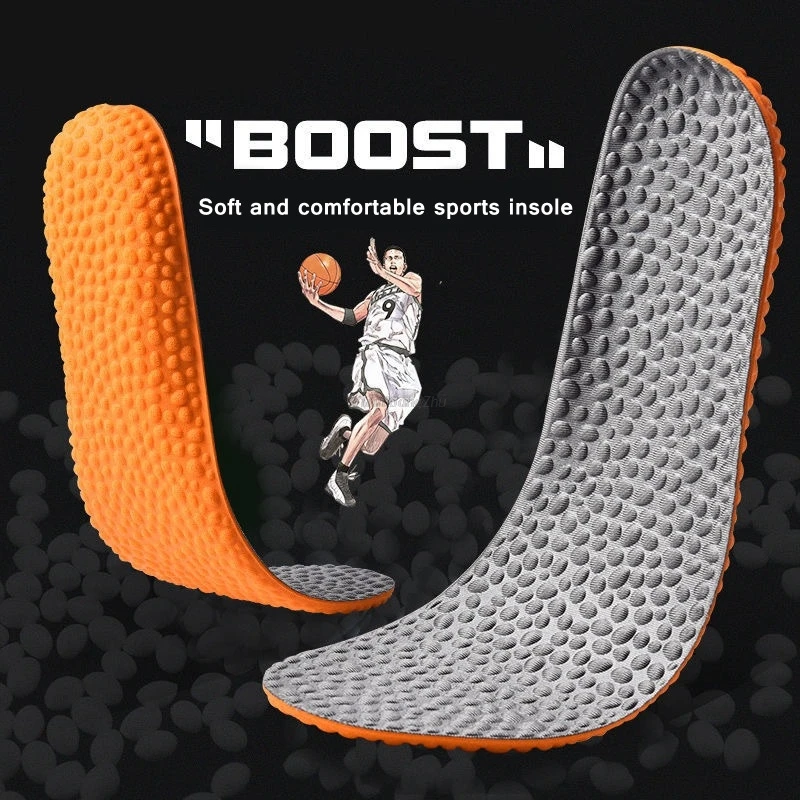 

New Popcorn Soft Breathable Inserts Sport Cushioning Providing Excellent Shock Absorption Feet Relief Insoles Men Women Shoe Pad