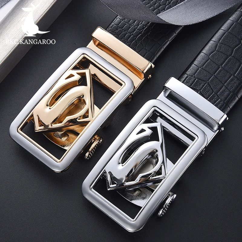BKC. Мужские ремни кенгуру Роскошный дизайнерский брендовый мужской ремень из