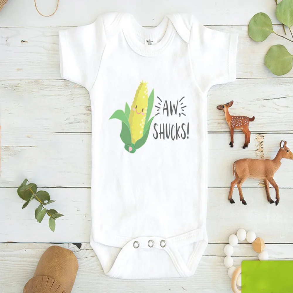 Топы для детей с персонажами из мультфильма Shucks Onesie Corn Забавные детские