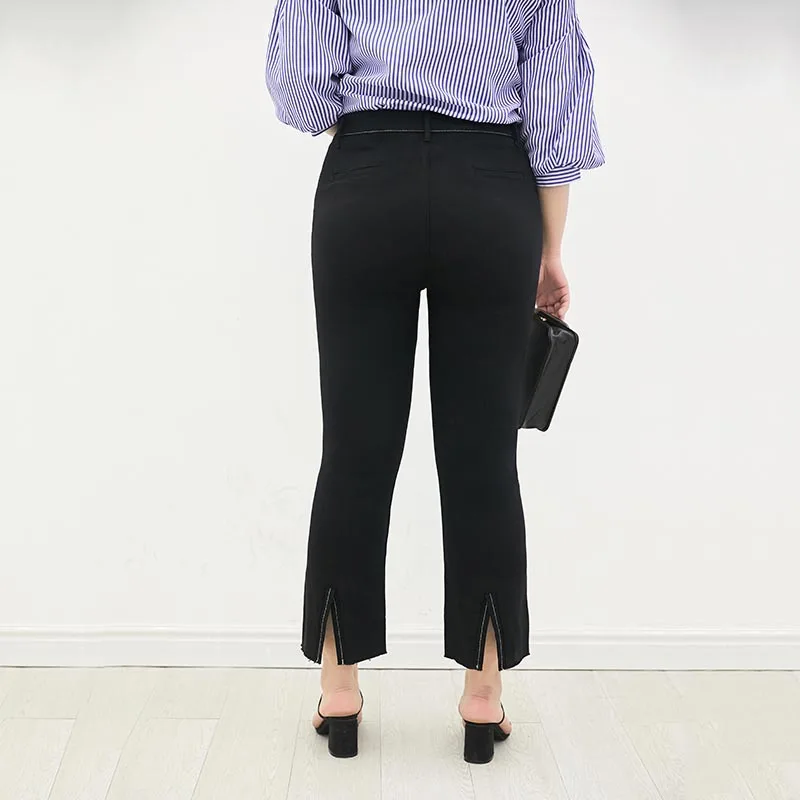

Ankle Length XL to 7XL Plus Size Pants Women Trousers Hem Split Office Lady Pants Work To Wear Women Bottoms Pants TA85063