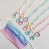 new fashion acrylic hang mask chains with heart children cord lanyard student masks holder rope strap necklace for girls boys