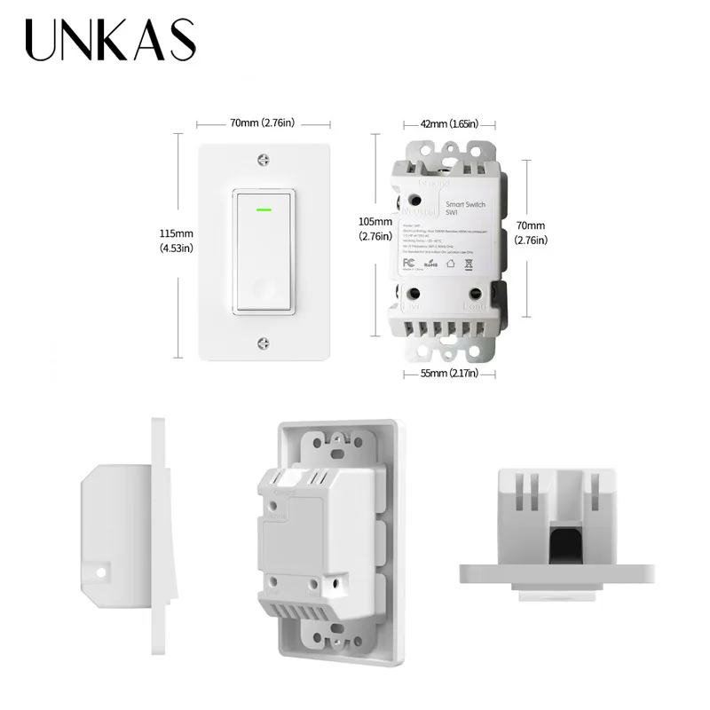 UNKAS WiFi умный настенный светильник с переключателем Life / Tuya APP дистанционное