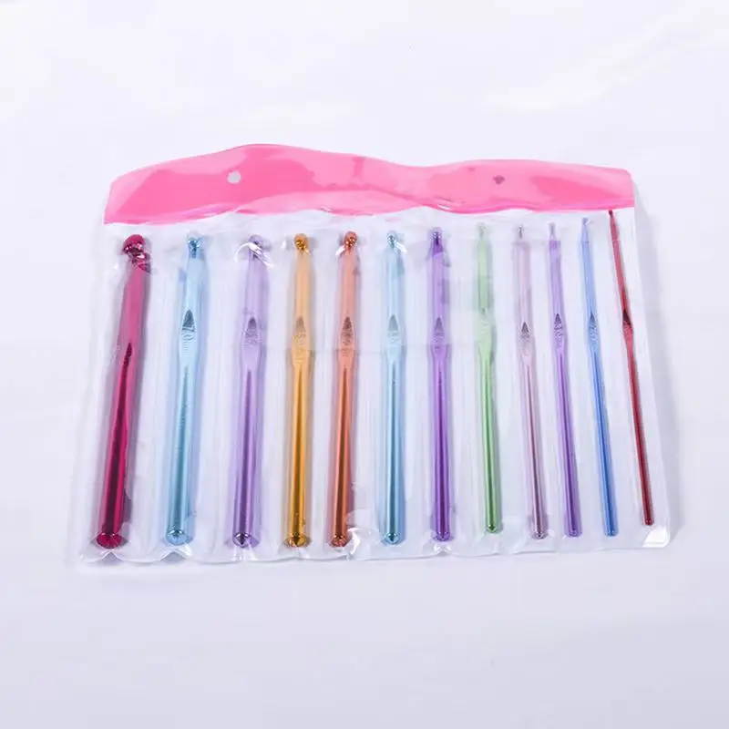 

12pcs/set Crochet Hook Set Handle Knitting Needles 2/2.5 3/3.5/4/4.5/5/5.5/6mm 6.5mm 7mm 8mm Yarn Sweater Weave Craft Tools MT