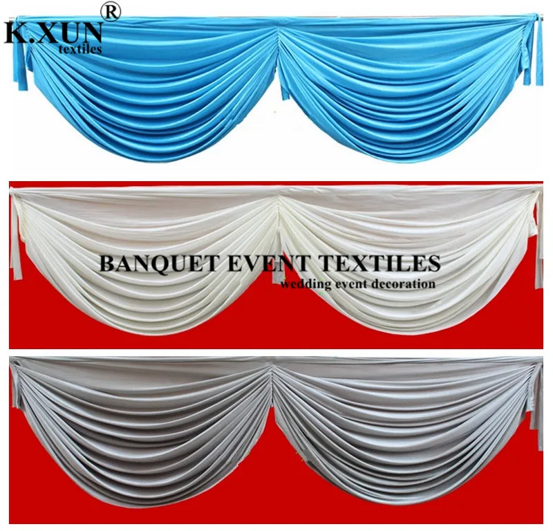 6 м дешевая цена ледяной шелк свадьба фон занавеска Топ Swag драпировка для сцены