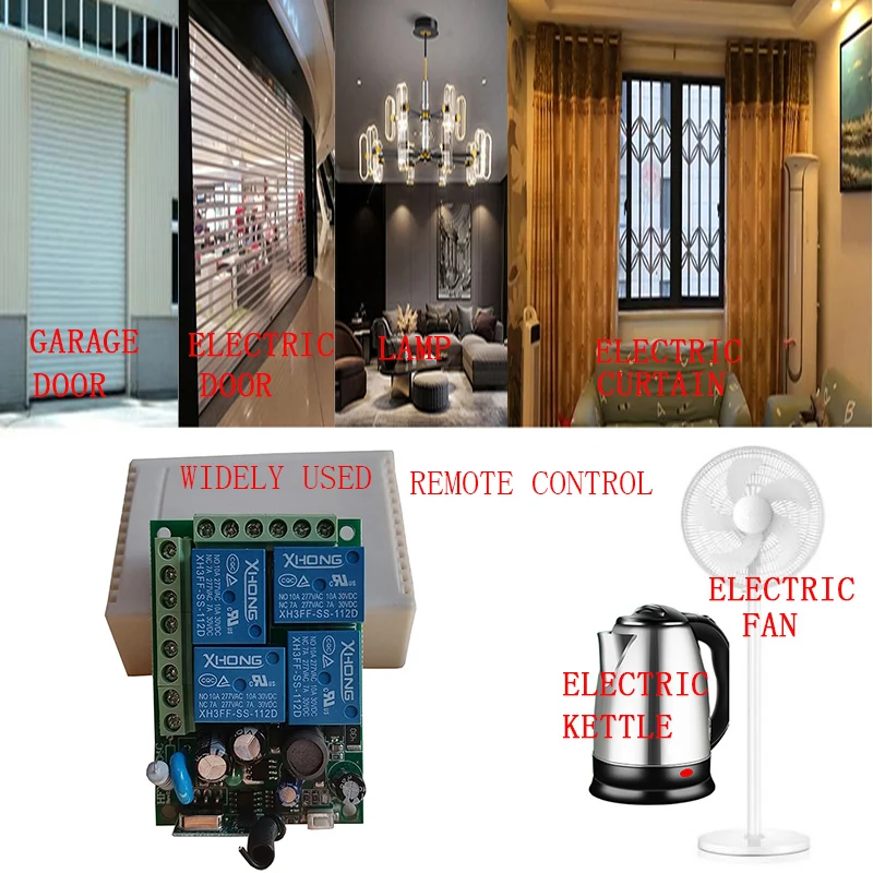 Universal Wireless Remote Control AC110V 220V 4CH Relay Radio Receiver Module controller RF Switch for Gate Garage opener | Электроника