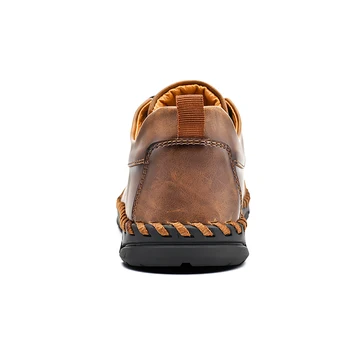 Fashion Men Casual Leather Shoes Quality Split Leather Men Shoes Khaki Loafers Flats Outdoor Shoes Man Plus Size Moccasins  2