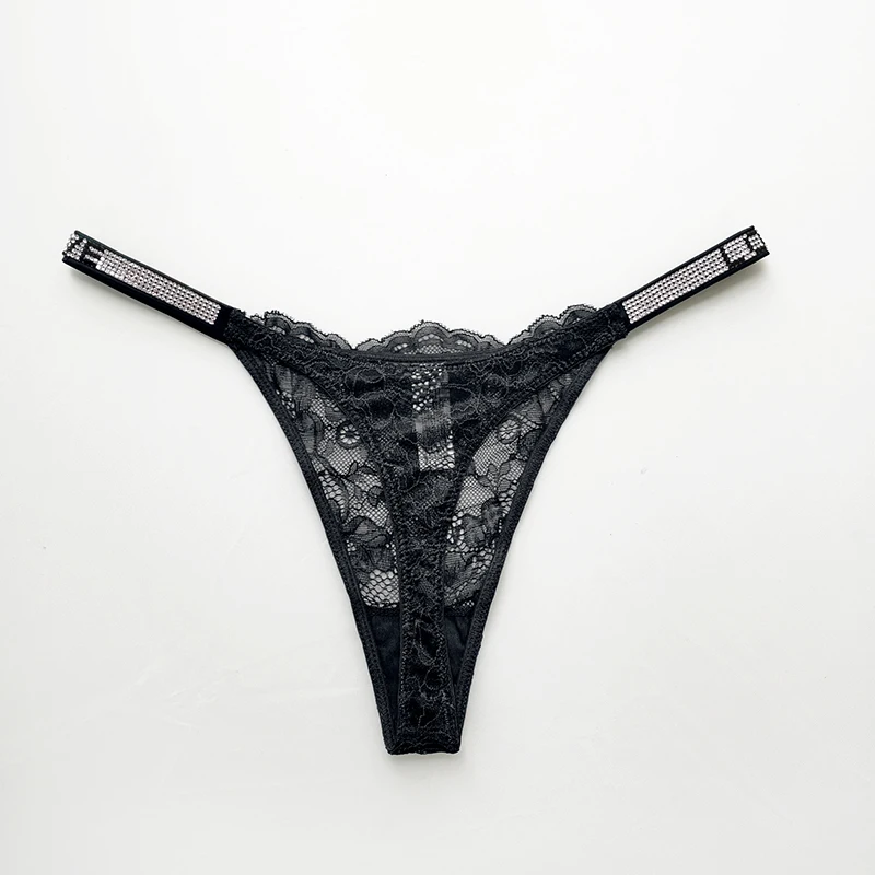 Сексуальное женское нижнее белье стразы кружевные трусики G-стринги прозрачные