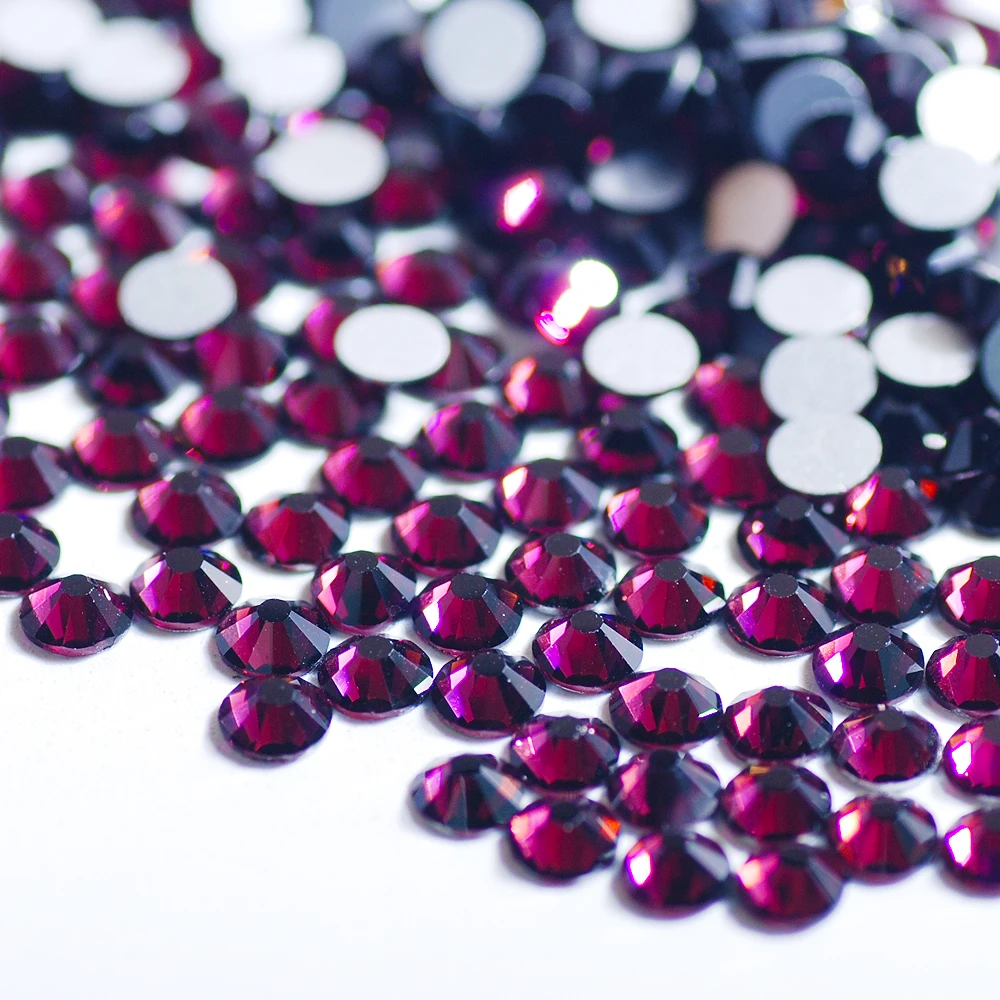 Фиолетовый виноград/аметист стеклянные камни машинная резка Стразы без горячей