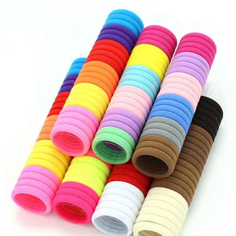 

50pcs Girls Solid Color Rubber Band Ponytail Holder Gum Headwear Elastic Hair Bands Korean Girls Hair Accessories Ornaments