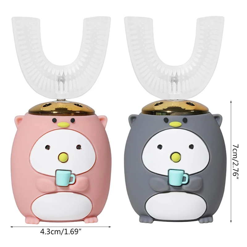 

Smart 360 degree U-shaped electric toothbrush for children silicone automatic ultrasonic toothbrush cartoon pattern for children
