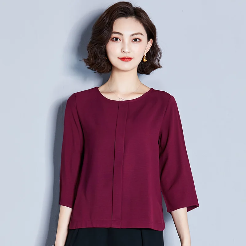 

Houthion женские блузки шелковая рубашка однотонная Новая модная Повседневная Блузка корейские шифоновые блузки с коротким рукавом женский то...