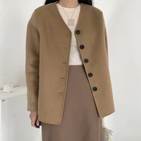 winter new style collarless small man double sided coat jacket women winter coat women elegant vintage winter casual solid