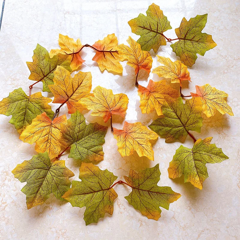 

3Pcs Simulation Maple Leaf Autumn Colors Simulation Maple Leaf Christmas Pumpkin Lantern Ornaments Garland Material Accessorie
