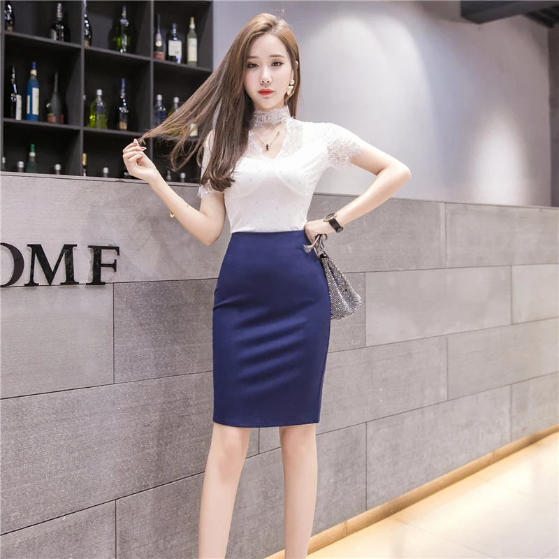 

Elegant Midi Pencil Skirts High Waist Wrok faldas mujer moda 2020 Plue Size Skirt 5XL Slim Black Elastic OL Bandage Skirts 360F