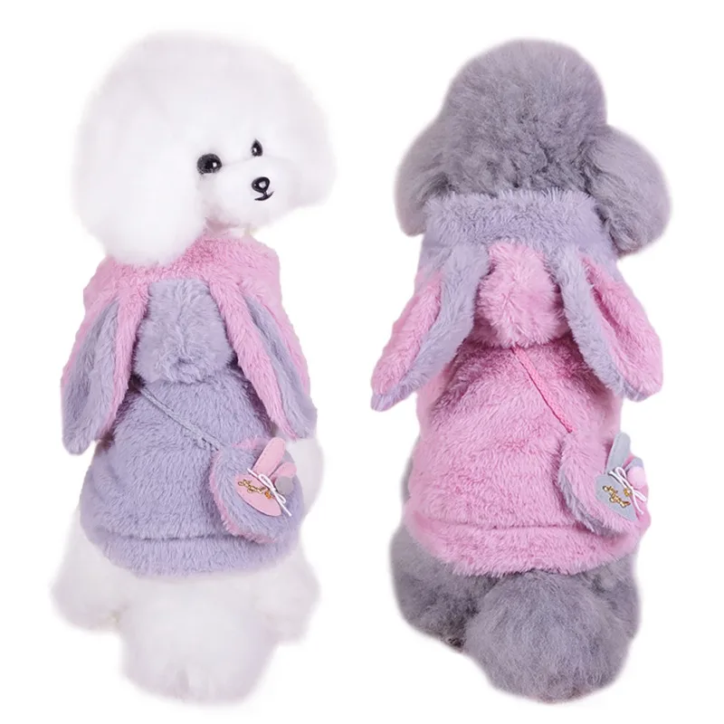 

Одежда для собак зимняя Осенняя Тедди щенок бульдог Чихуахуа Осенняя Пижама пальто толстовка для домашних животных шерстяной комбинезон с кроликом