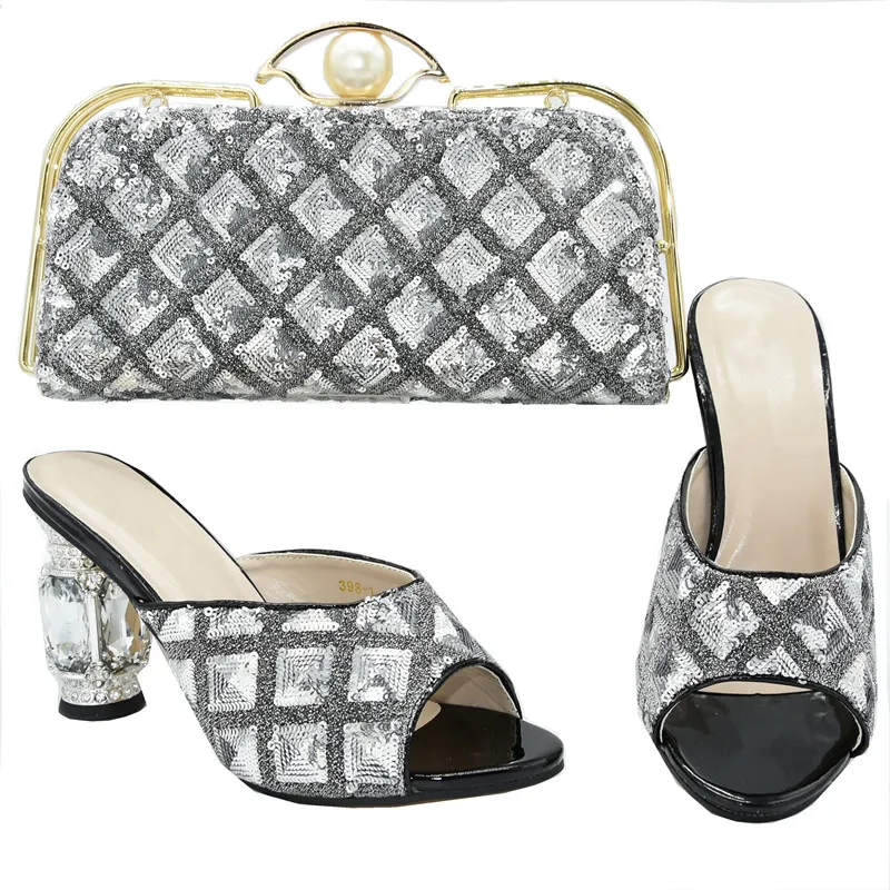 Высококачественный Женский итальянский комплект из обуви и сумки украшенные