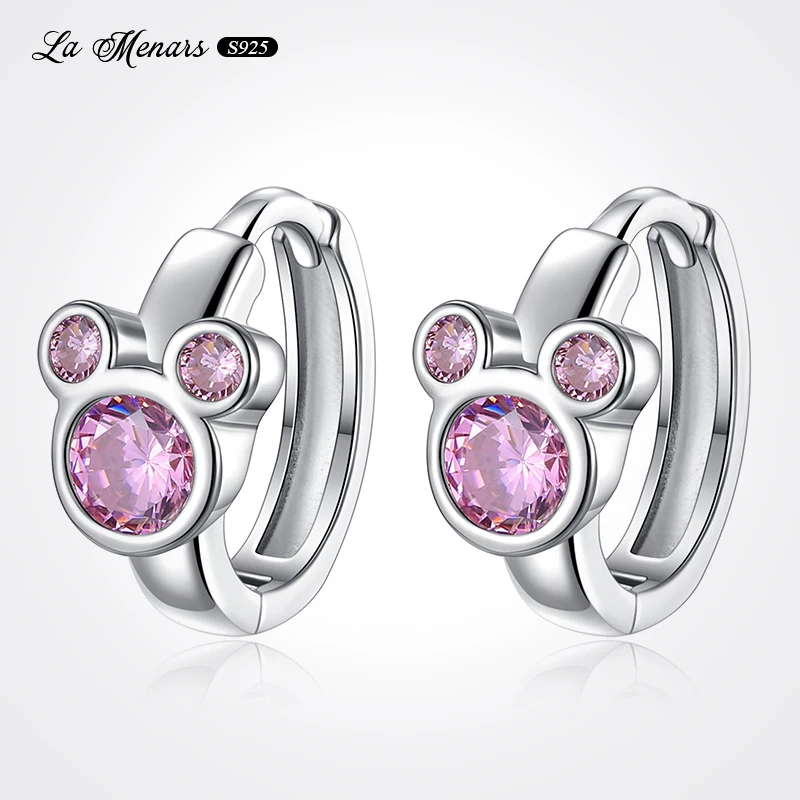 

La Menars Original Purple Gem Cute Mouse Ring Earrings Women Fine Jewelry Genuine Silver Plating Ornament Hoilday Gift