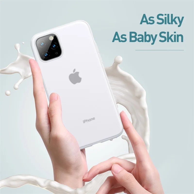 Baseus Fully-Covered Silicone Protection Phone Case Shockproof For iPhone 11 Pro XR Xs Max 0.8mm Thin Soft Back Cover |