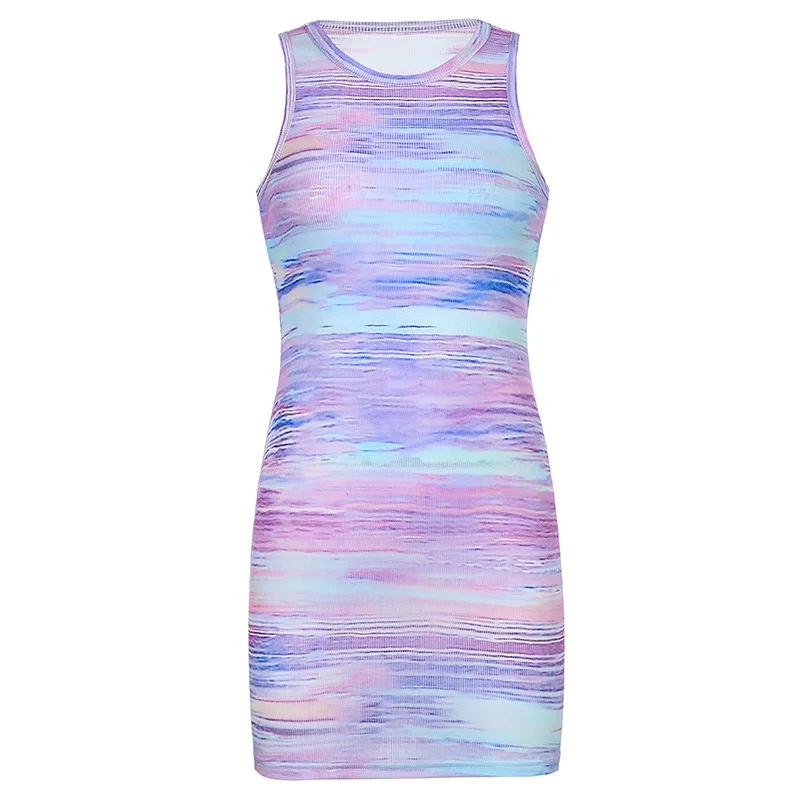 

Tie-dye vest skirt female 2021 new female skirt European and American style fashion color printing waist bag hip sexy dress