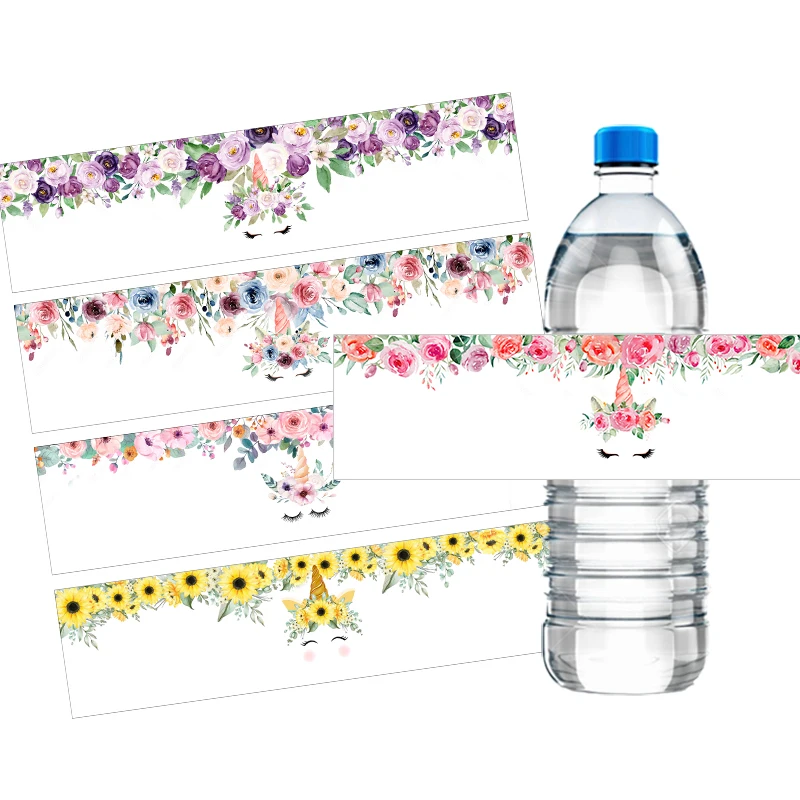 30pcs Unicorn Party Decor Label Stickers Water Bottle Labels Customized Personalized Birthday Baby Shower Baptism Sticker - купить по