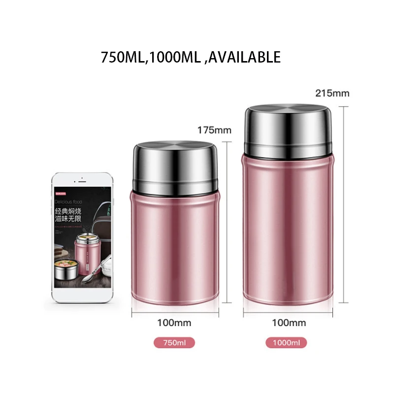 1000 мл Еда Термальность банку с вакуумной изоляцией из нержавеющей стали для супа