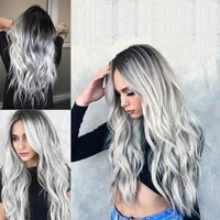 fashion wigs for women middle part ombre blonde brown red silver gray long wavy wigs synthetic hair wig cosplay wigs for women