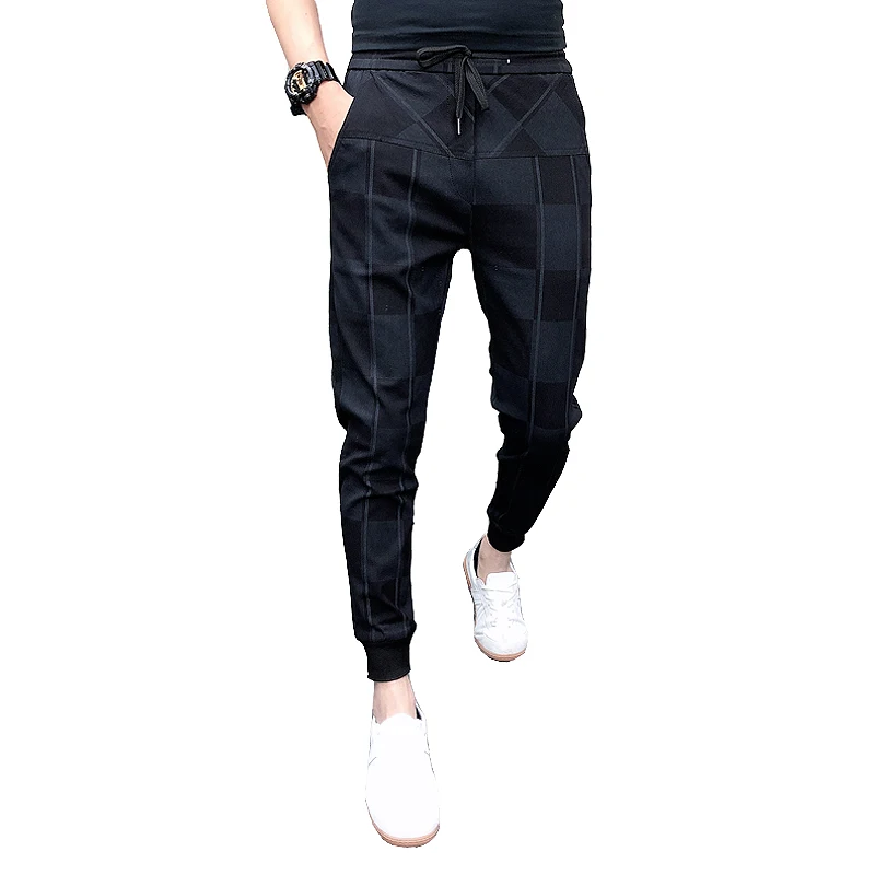 

Autum Mens 2019 Joggers Pants Hip Pop Casual Pencil Pant Sweatpants Trousers Streetwear Plaid Black Harem Pant Plus Size