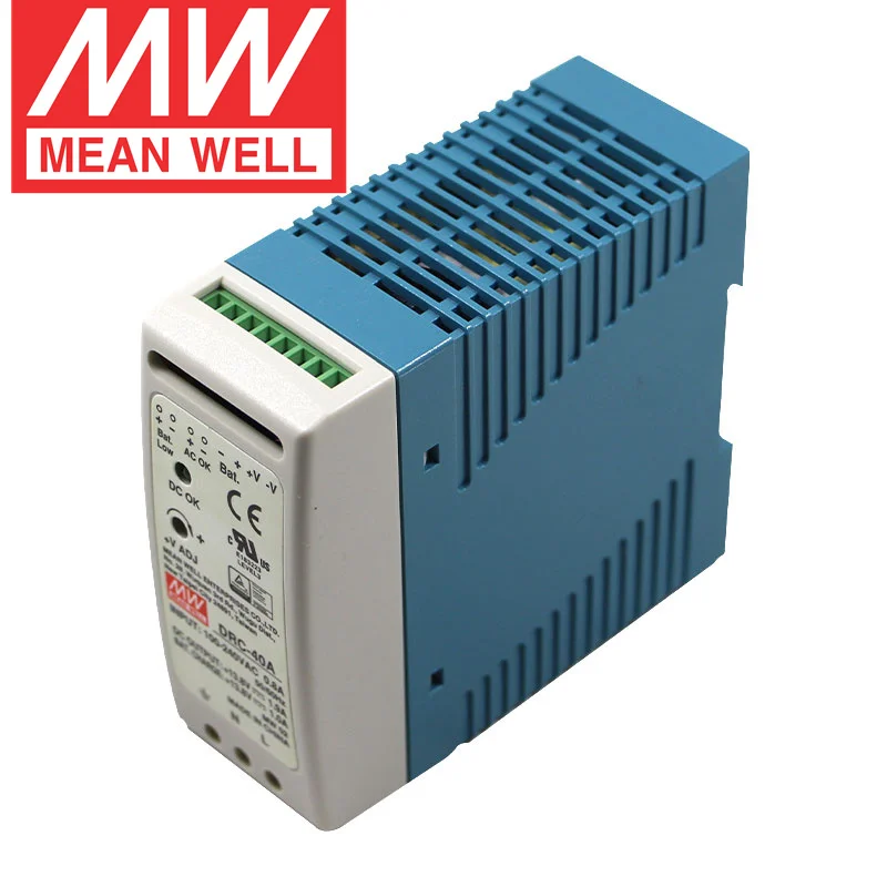 MEAN WELL DRC-40A B 40w Din Rail Power Supply AC to DC Single Output Switching Power Supply with Battery Charger with UPS