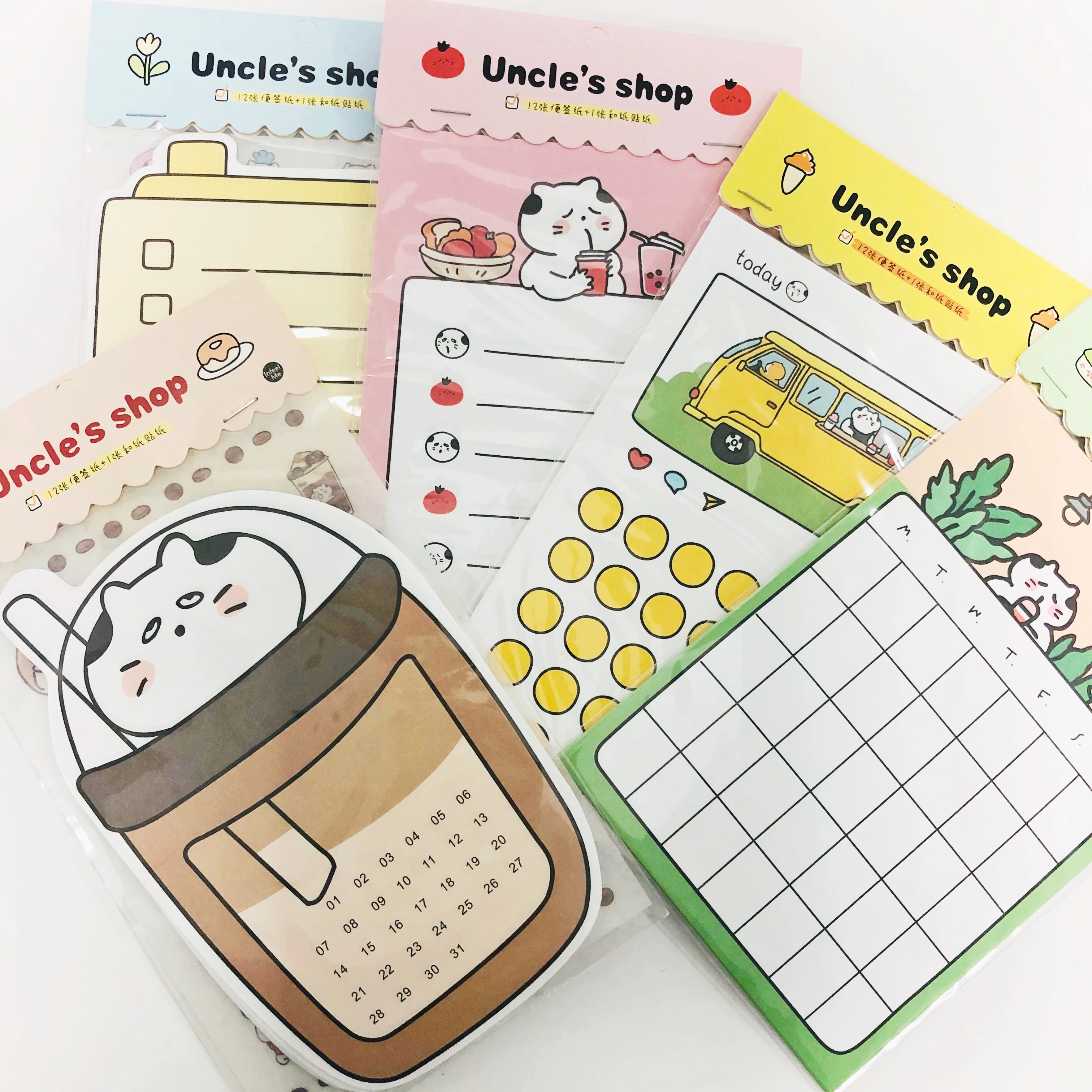 1 упаковка (12 листов записей + лист наклеек) кавайный дядя Кот планировщик список