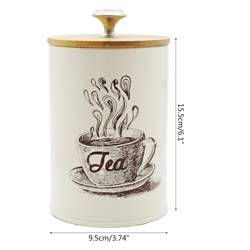 

3pcs Wood Lid Iron Airtight Canister Kitchen Storage Bottles Jars Food Container Tea Coffee Sugar Jar