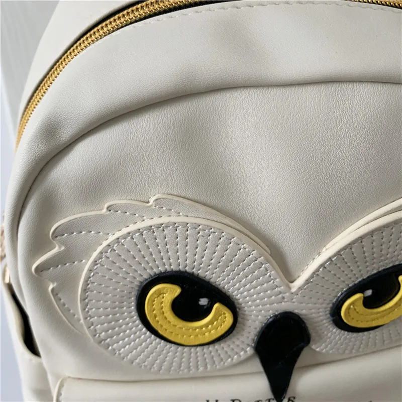 Cute Owl and Letter Casual Small Bag Women Girls Bag Beige PU Leather Backpack School Bag Shoulders Bag Gift enlarge