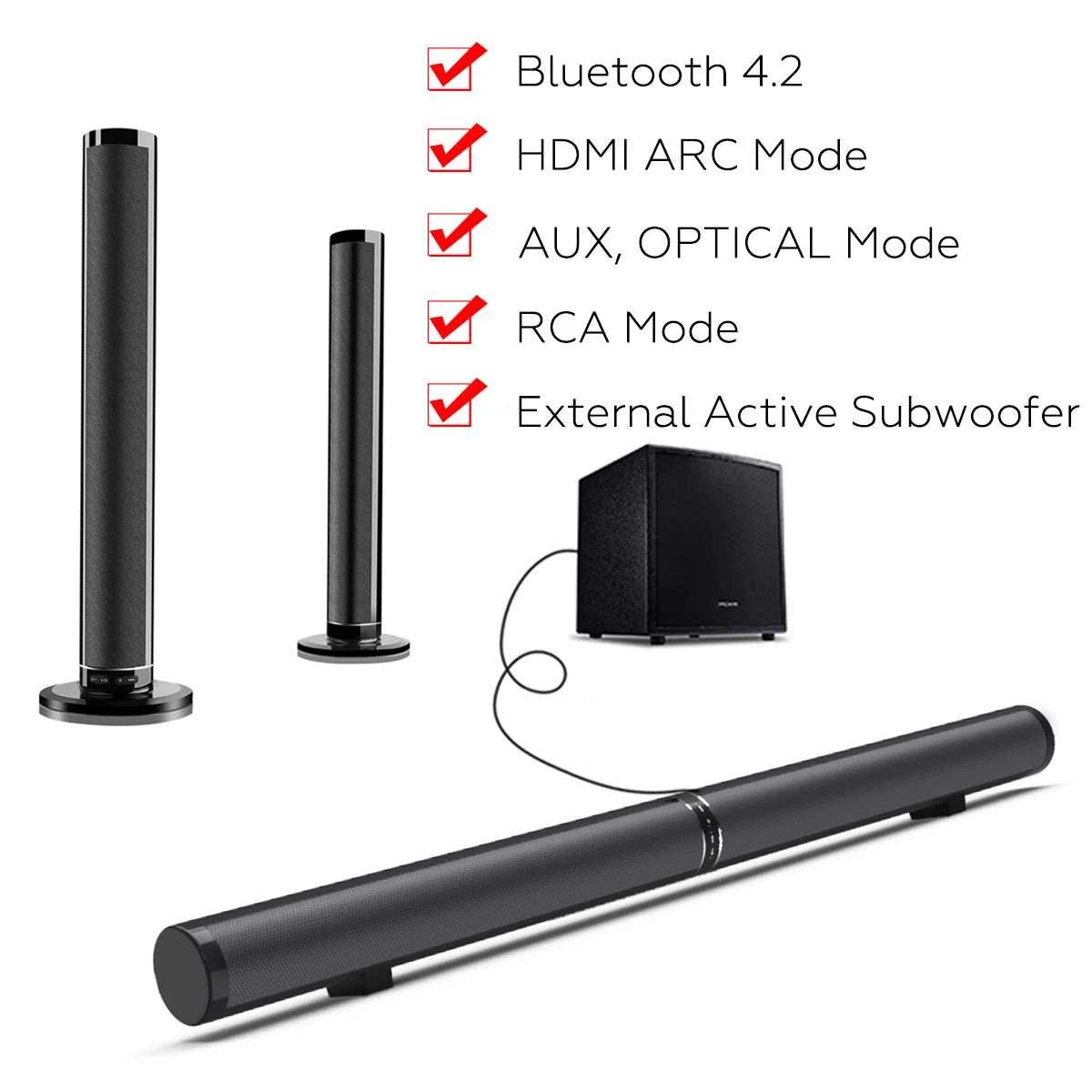50 Вт беспроводной bluetooth ТВ звуковая панель динамик Sub НЧ-динамик объемный стерео домашний кинотеатр система компьютерная стена Саундбар