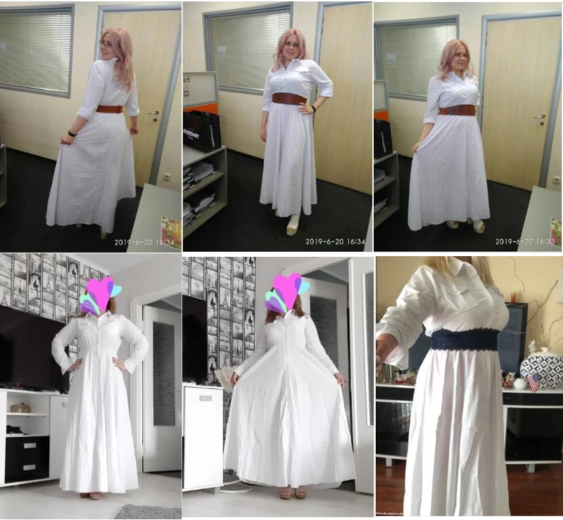 Женское длинное платье макси с длинным рукавом хлопковое большого размера плюс