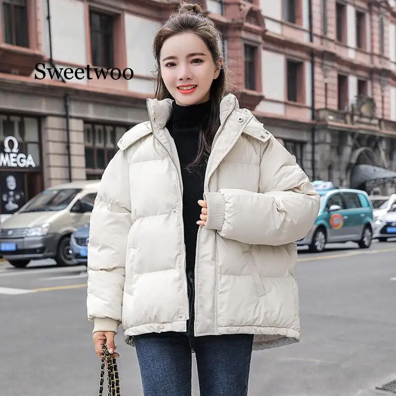 Short Winter Jacket Women Oversize Parka Coat Warm Thick Cotton Coat Female Loose Hooded Padded Women Winter Jacket