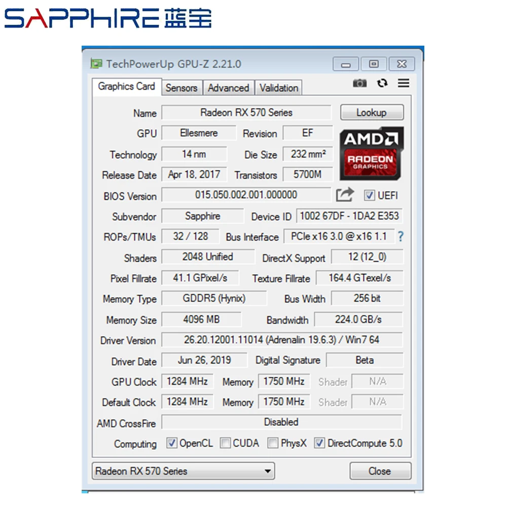 Sapphire Graphics Cards AMD Radeon RX 570 4GB GDDR5 Gaming PC Video Card RX570 256bit PCI Express 3.0 Desktop Used | Компьютеры и офис